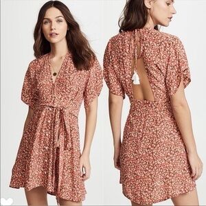 Faithfull The Brand Lucia Floral Mini Dress Orange Sz. S NWT!